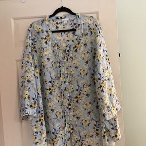 JJill linen spring flowered blouse